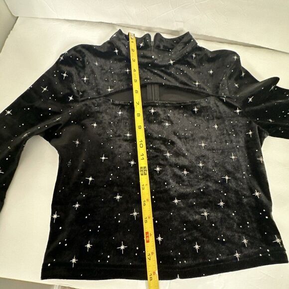 Cider Velvet Star Pattern Bell Sleeve Top Women’s M Black Festival Witchy Boho - Picture 10 of 10